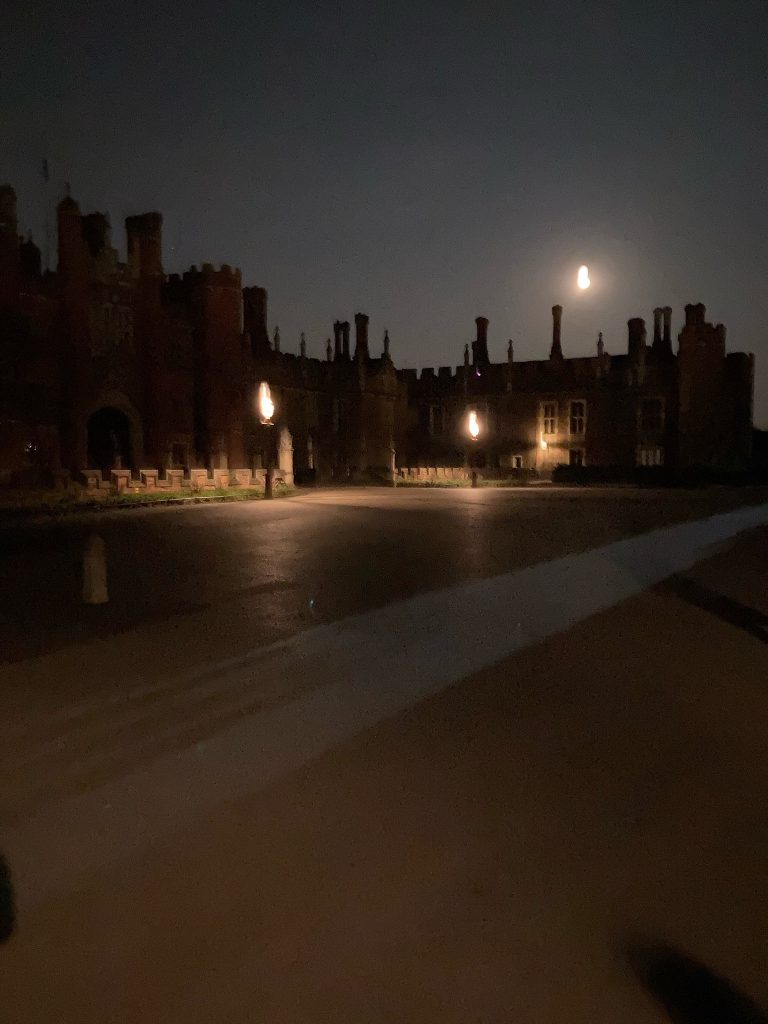 Hampton court at night with moon